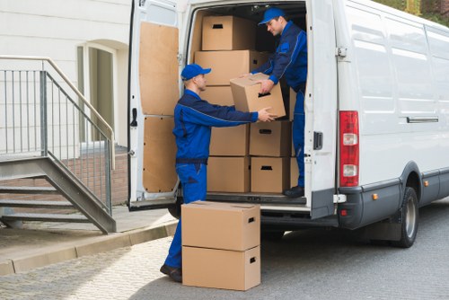 Professional man and van moving support in Pimlico streets