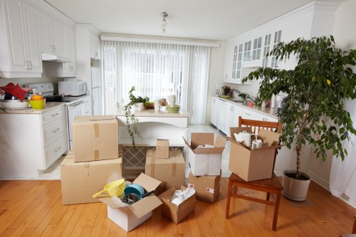 Removal vehicle loading student furniture in central London near Pimlico