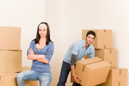 Furniture and boxes being unloaded at a Pimlico property