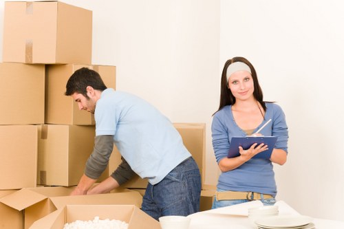 Careful furniture transport in a central London residential area