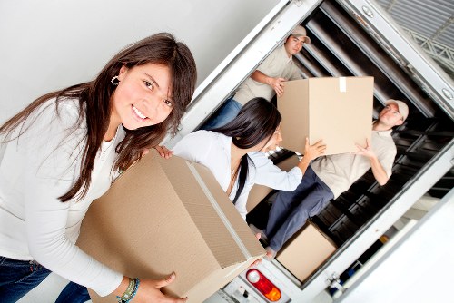 Moving van loading boxes from a central London flat in Pimlico