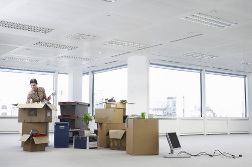 Professional office moving team working in central London