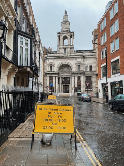 A black London taxi cab parked on the side of a city street with white dashed lines on the road, adjacent to a sidewalk. Behind the taxi, there are trees with yellow and orange leaves indicating an autumn setting, and a modern white building with large windows. To the left, in the background, a historic domed structure with classical architecture and ornate details is visible, alongside some other contemporary buildings. The sky overhead is overcast with gray clouds. The scene captures a typical urban environment suitable for house removals and relocation services, with no visible furniture or loading activities. [COMPANY_NAME] offers professional house removals and furniture transport in this area, supporting efficient packing and moving processes.